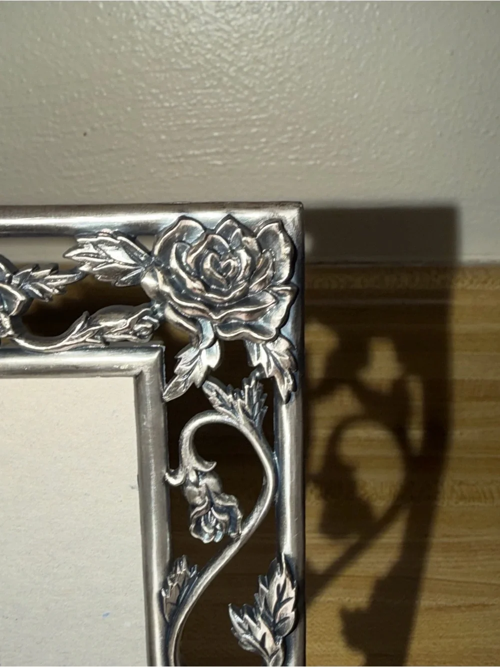 Vintage pewter Ornate Floral Metal Picture Frame - Silver 5x7 NO GLASS